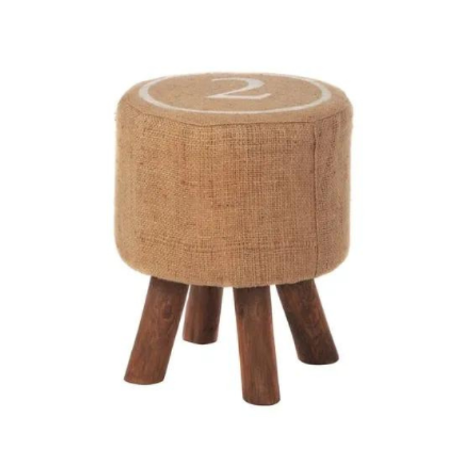 Wood and Cotton Sofa Stool Modern Minimalist Design