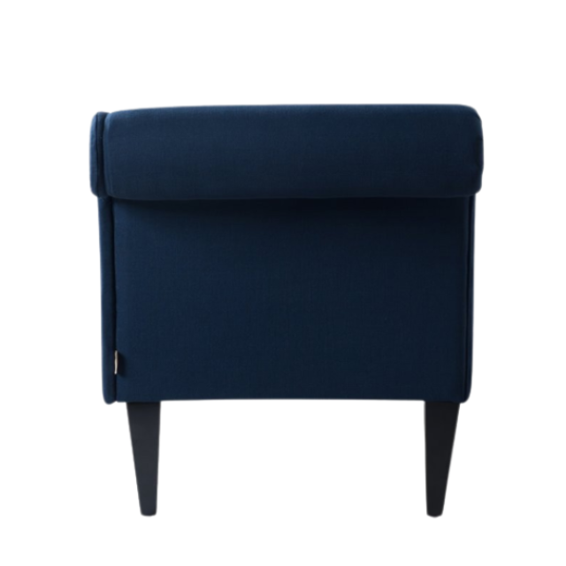 Tufted Roll Arm Chaise Lounge Navy Blue Velvet Seating Design
