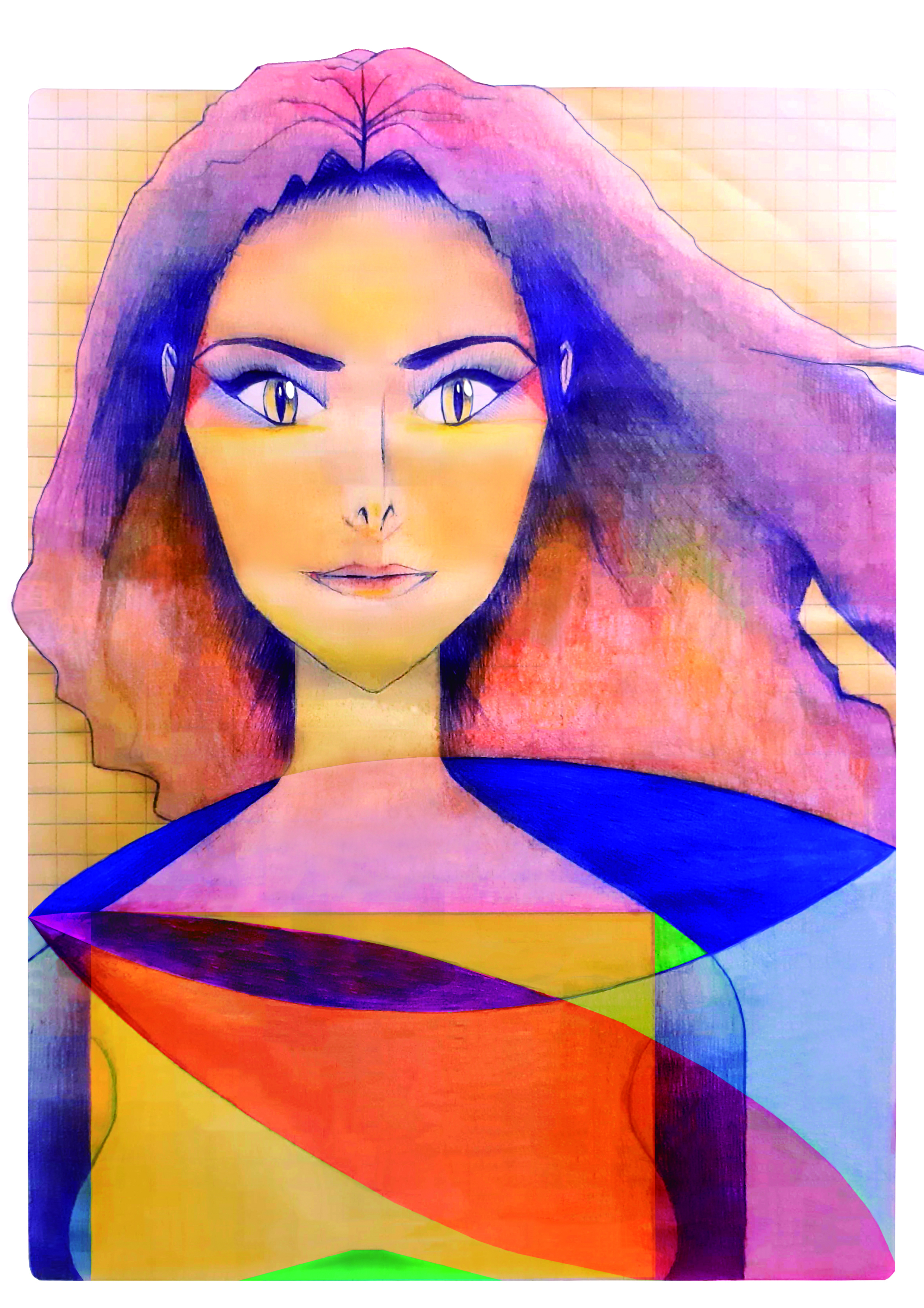 Fond marron / jaune / bleu