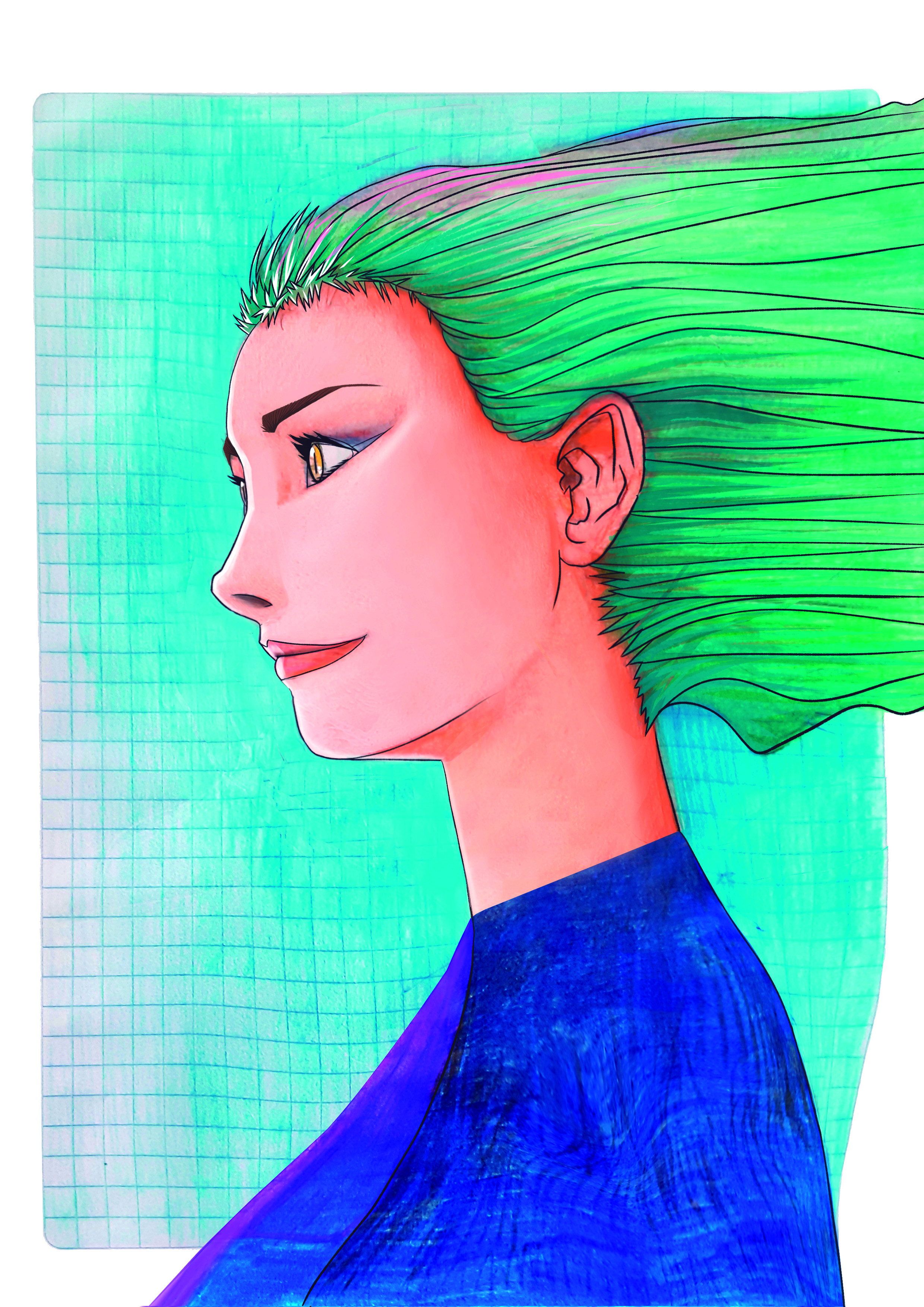 Fond marron / jaune / bleu