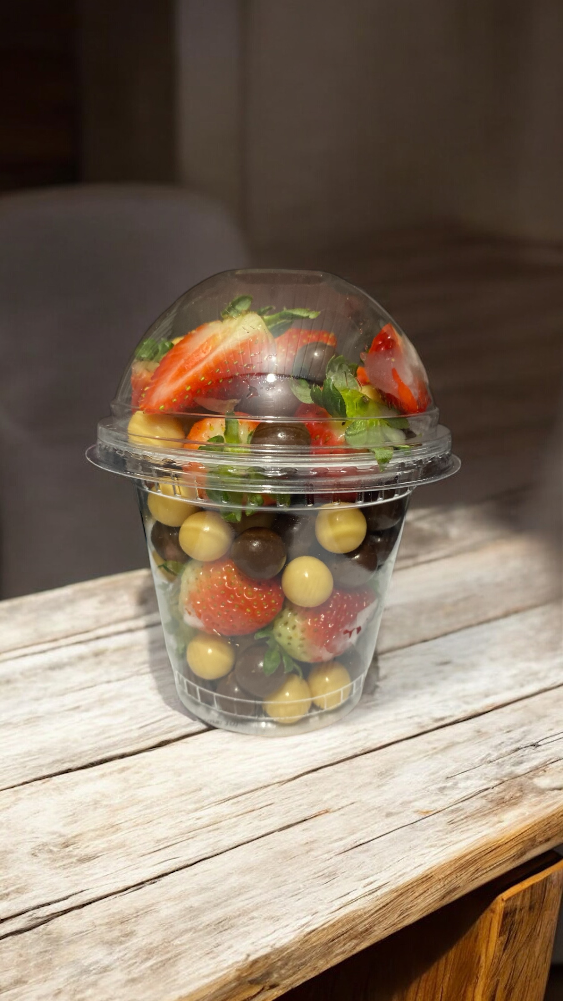 Drageas de chocolate com Morangos