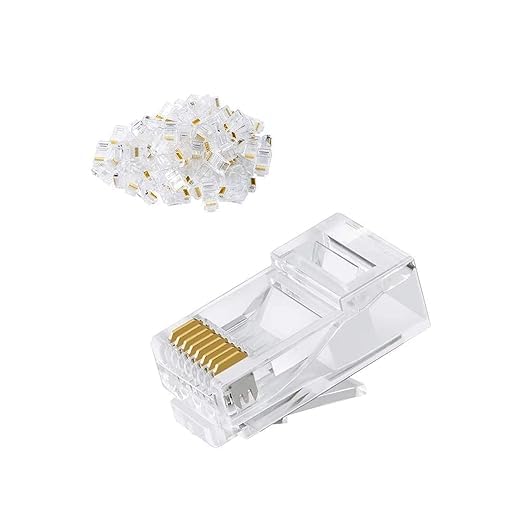 RJ45 Cat6 Pass Through Connectors – Pack of 50 | Modular Plugs for Solid & Stranded UTP Cable