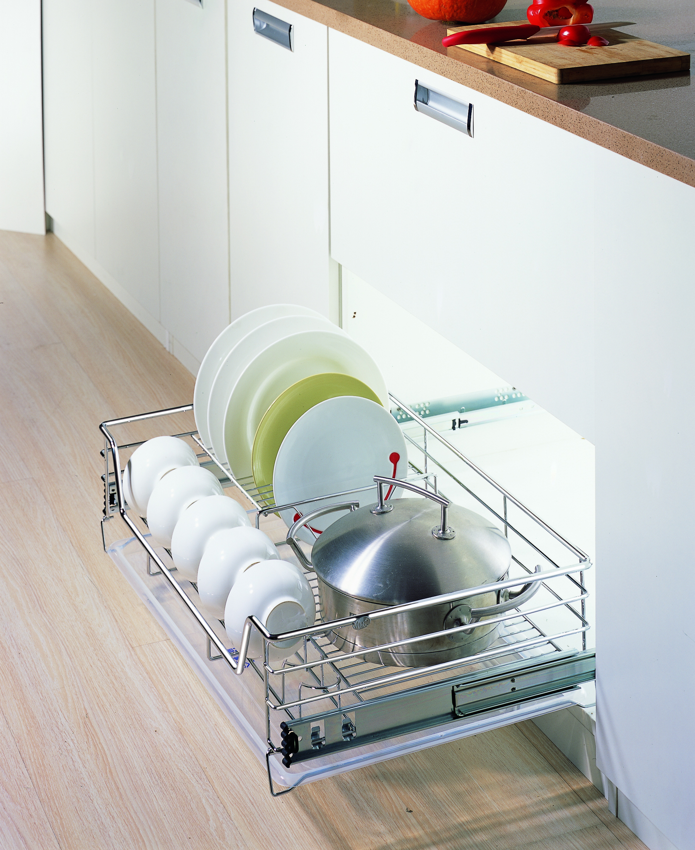 Single Layer Kitchen Drawer Basket With Tray (PTJ007V/U/Q/T)