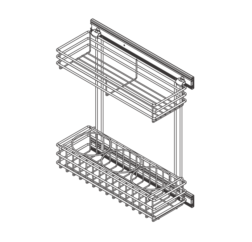 2 Layer Pull Out Spice & Bottle Rack (PTJ003G/J)