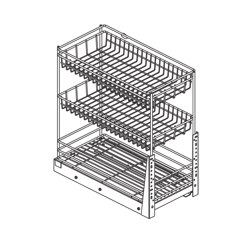  3 Layer Pull Out Soft-Closing Slide Rack (PTJ004E)