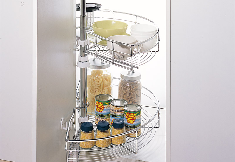 Double Layer Half Moon Kitchen Corner Revolving Basket (PTJ005) 