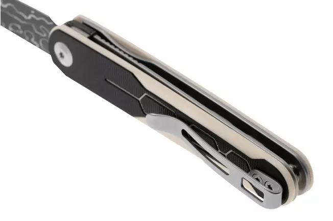 Civivi KwaiQ 23015-DS1, Damascus, Milled Ivory Black G10,