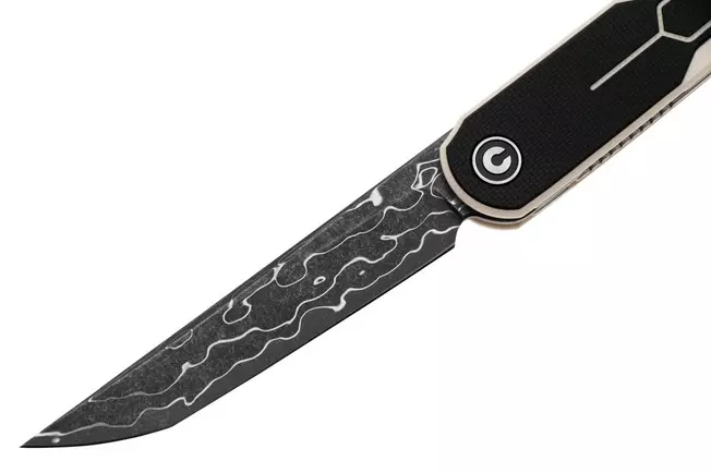 Civivi KwaiQ 23015-DS1, Damascus, Milled Ivory Black G10,