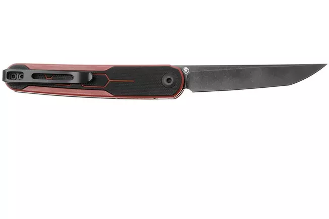 Civivi KwaiQ C23015-1 Blackwashed Nitro-V, Milled Burgundy Black G10, 