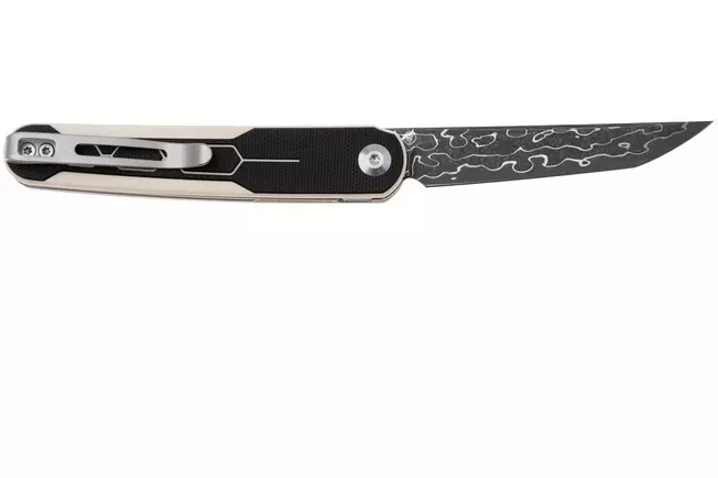 Civivi KwaiQ 23015-DS1, Damascus, Milled Ivory Black G10,