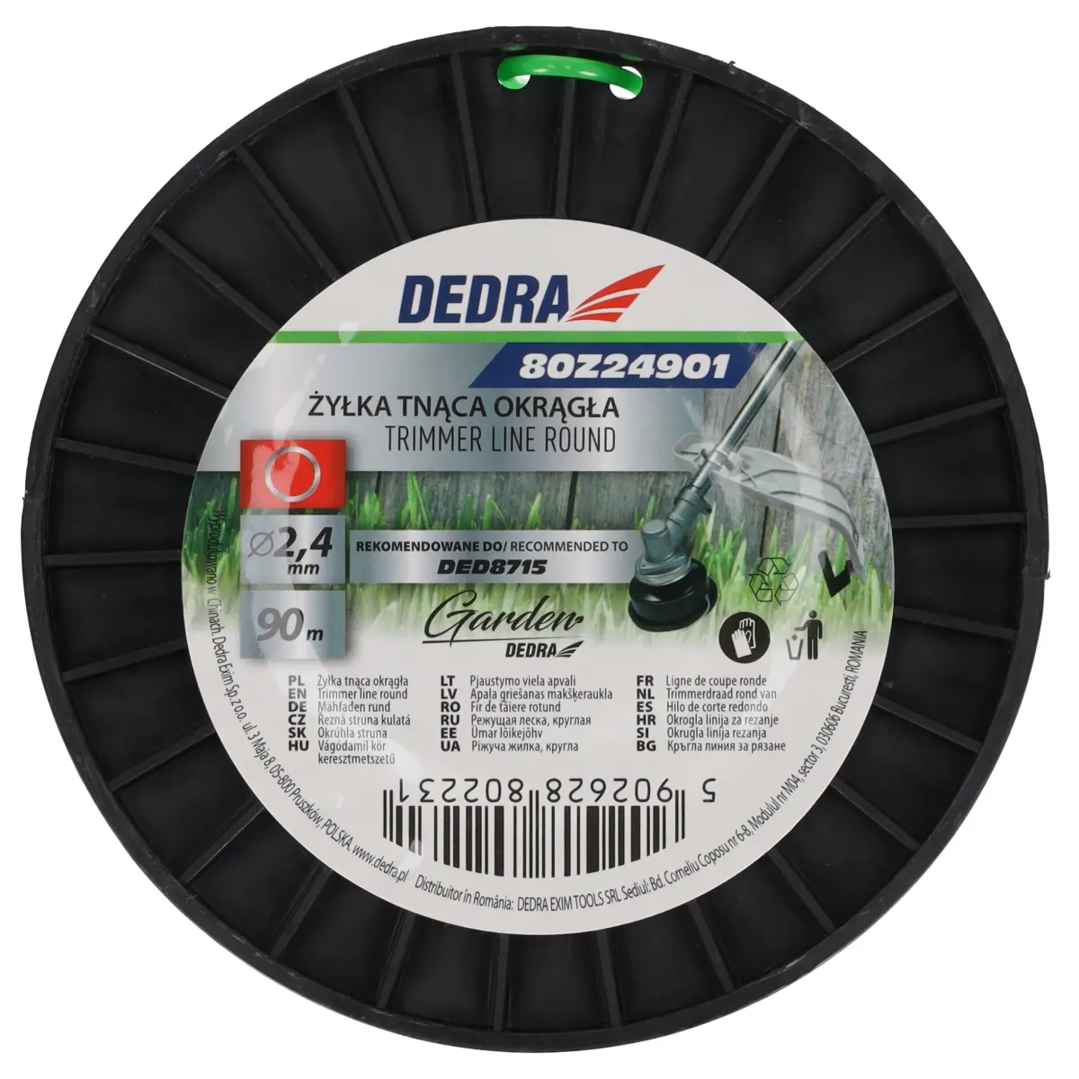 DEDRA pjovimo valas apvalus 2,4mm x 90m, ritė