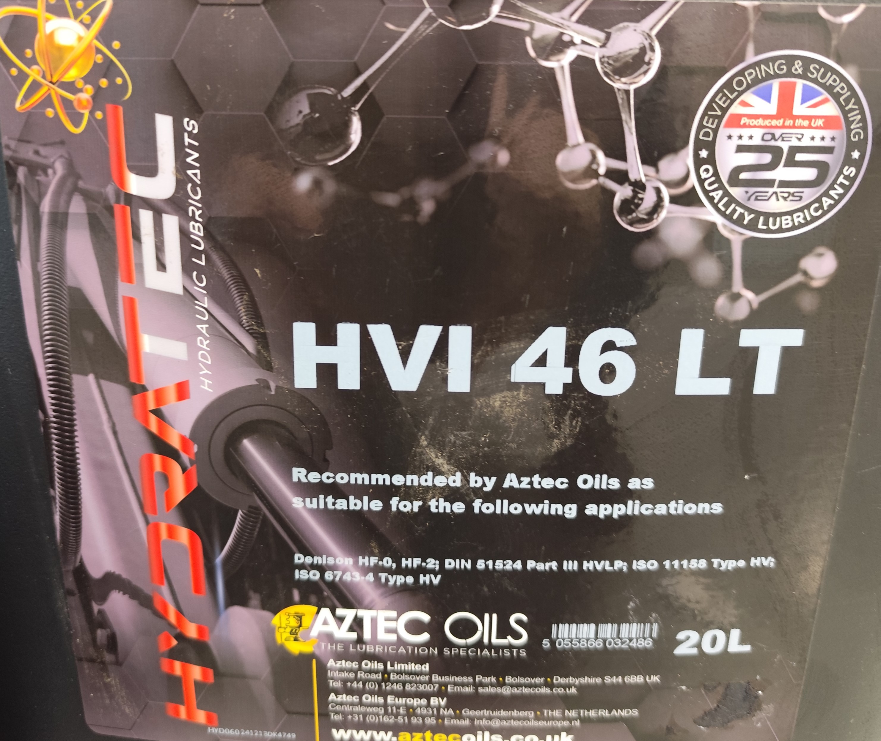 Hidraulinė alyva HYDRATEC HVI 46 LT 20 L