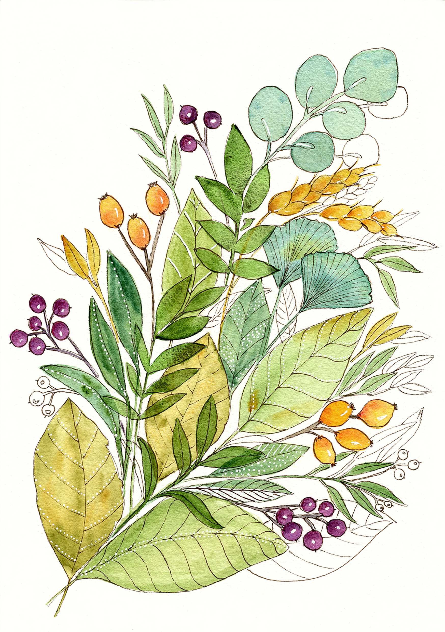 Bouquet de feuillages et baies