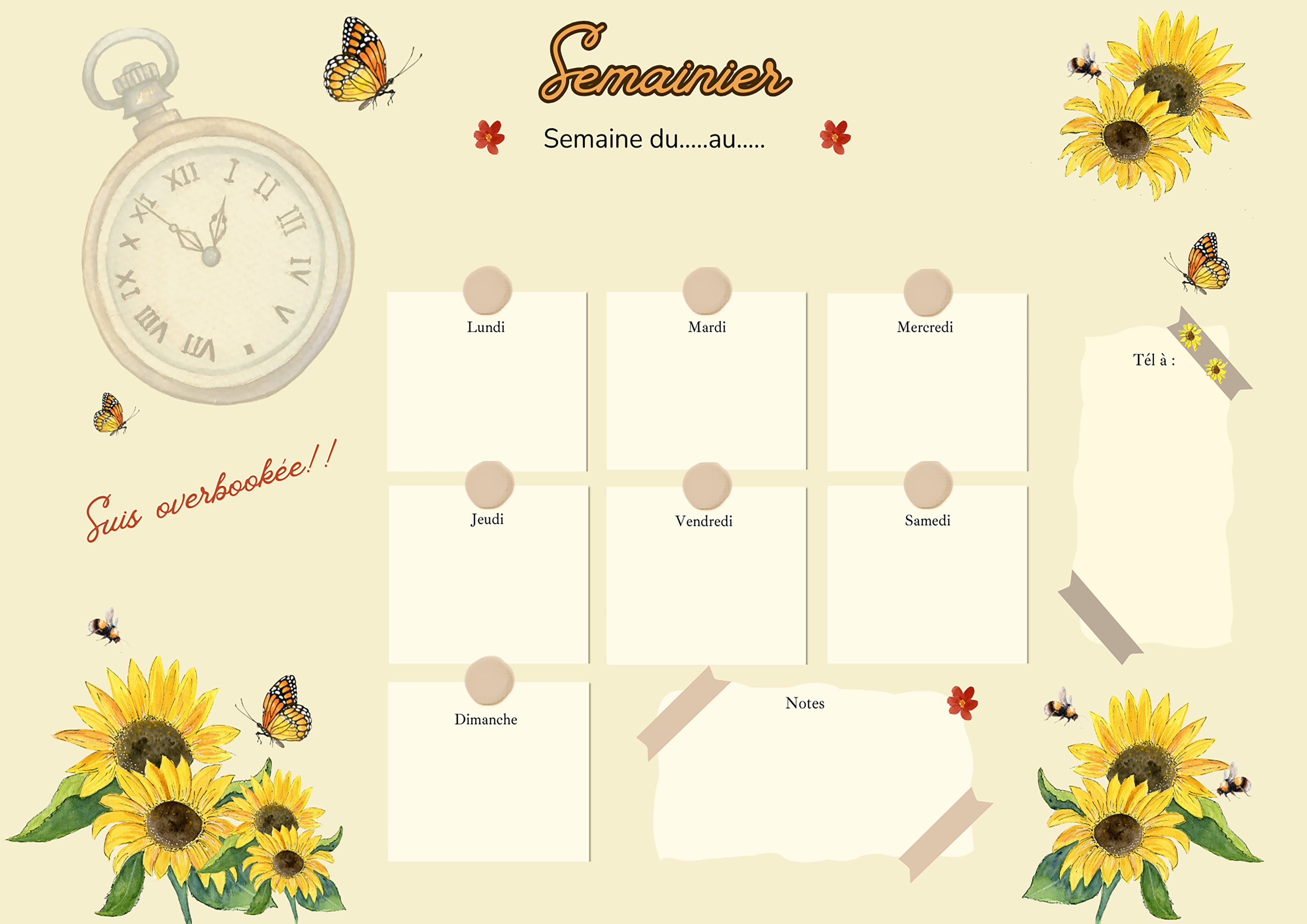 Semainier "Les Tournesols"