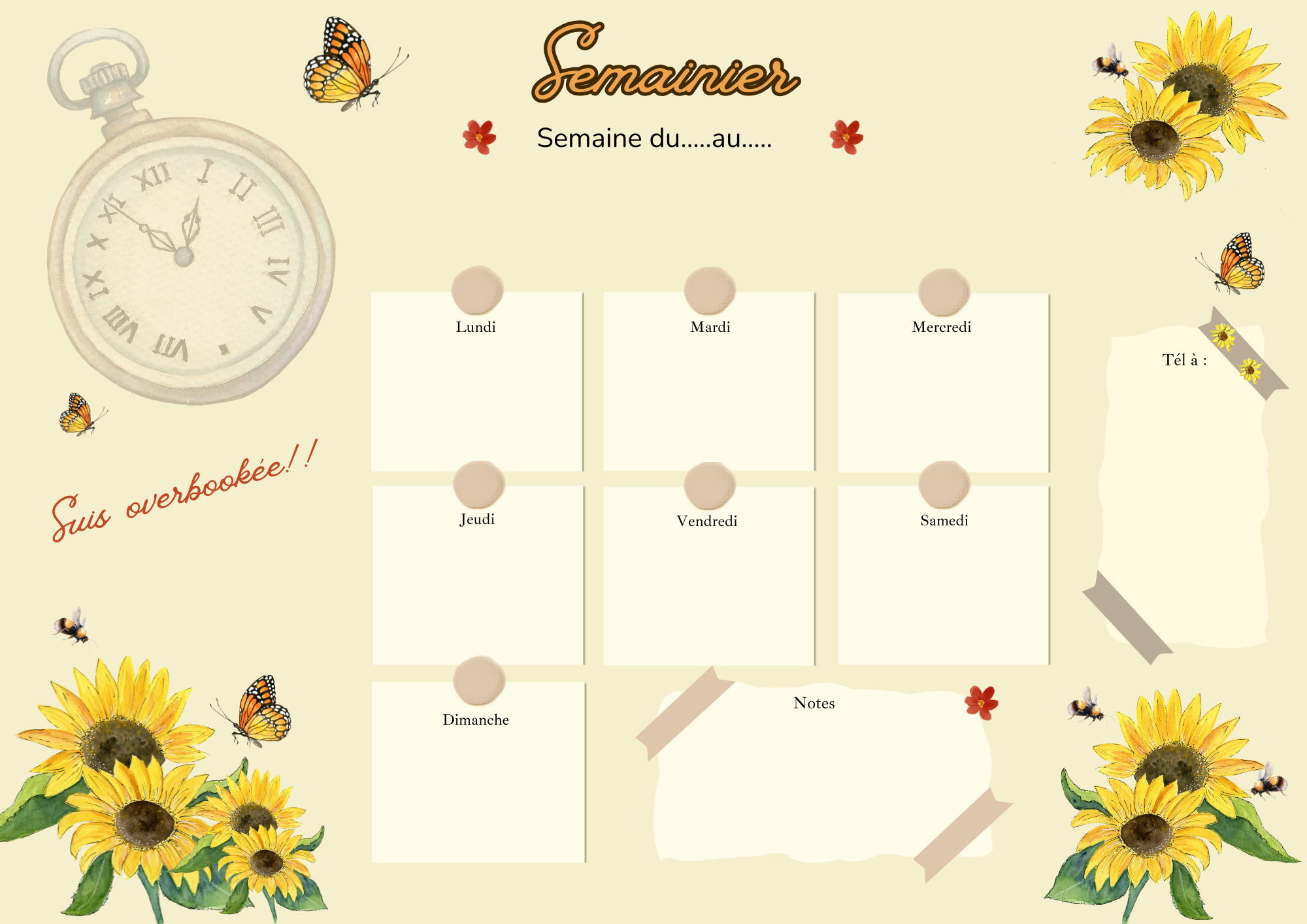 Semainier "Les Tournesols"