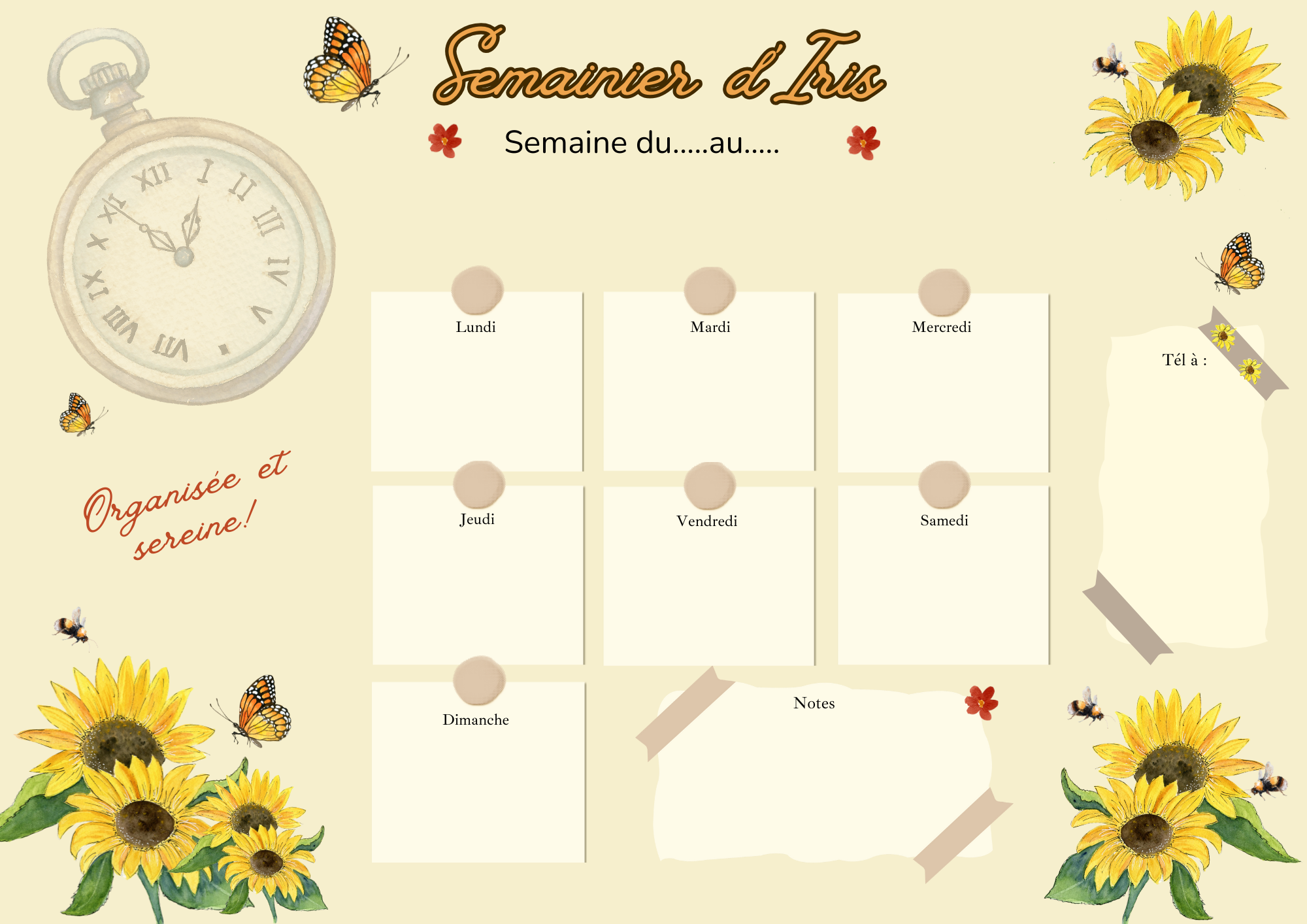 Semainier "Les Tournesols"