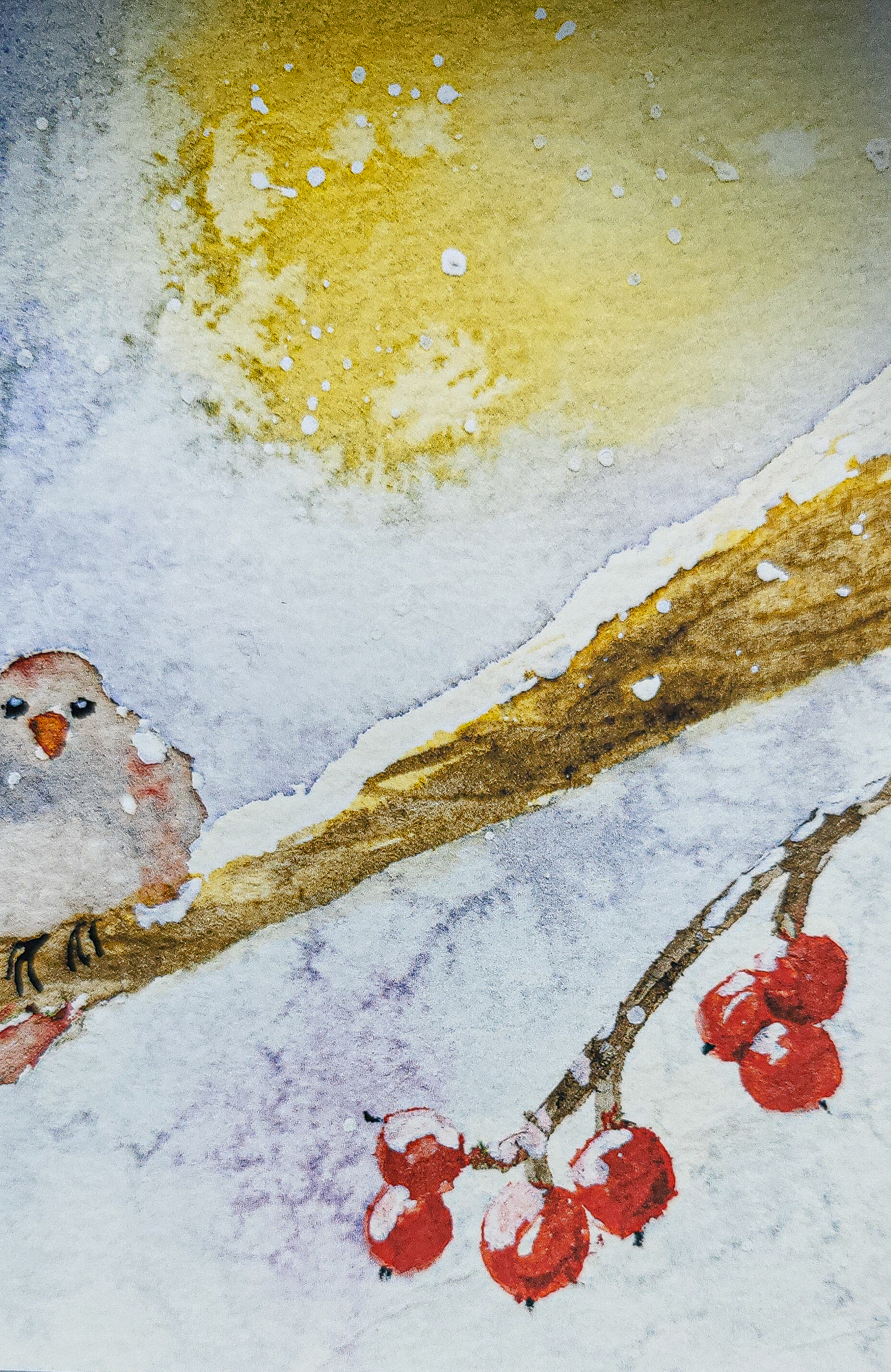 Carte "les 3 Oiseaux sous la neige"