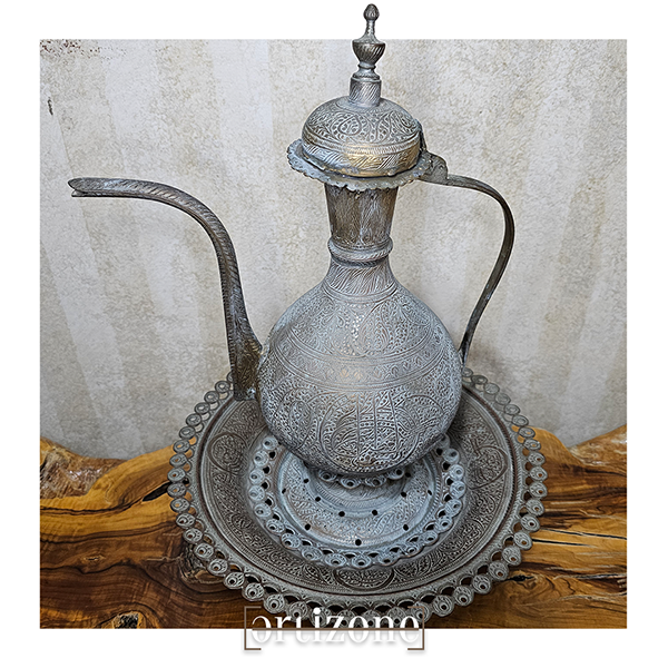 Antique Copper Wash Basin and Pitcher Set - Asfahani Engravings