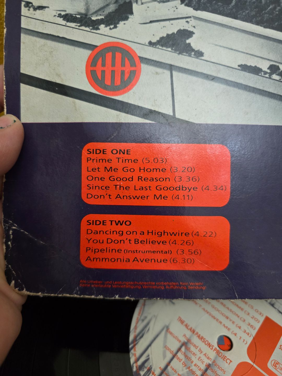 Vinyl Record - The Alan Parsons Project: Ammonia Avenue