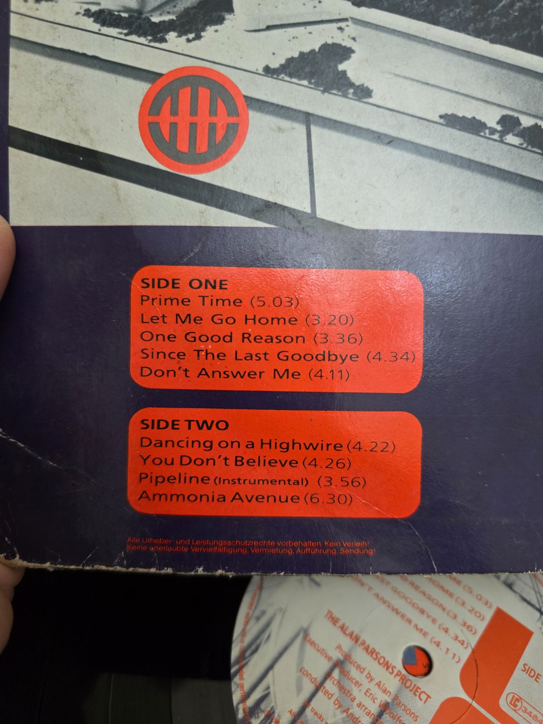 Vinyl Record - The Alan Parsons Project: Ammonia Avenue