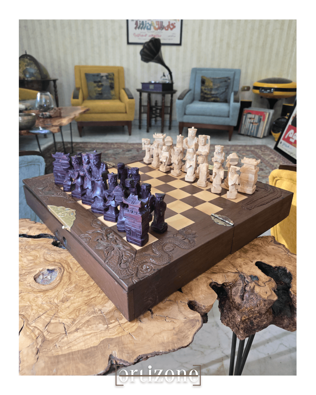 Hand-Carved Wooden Chess Set
