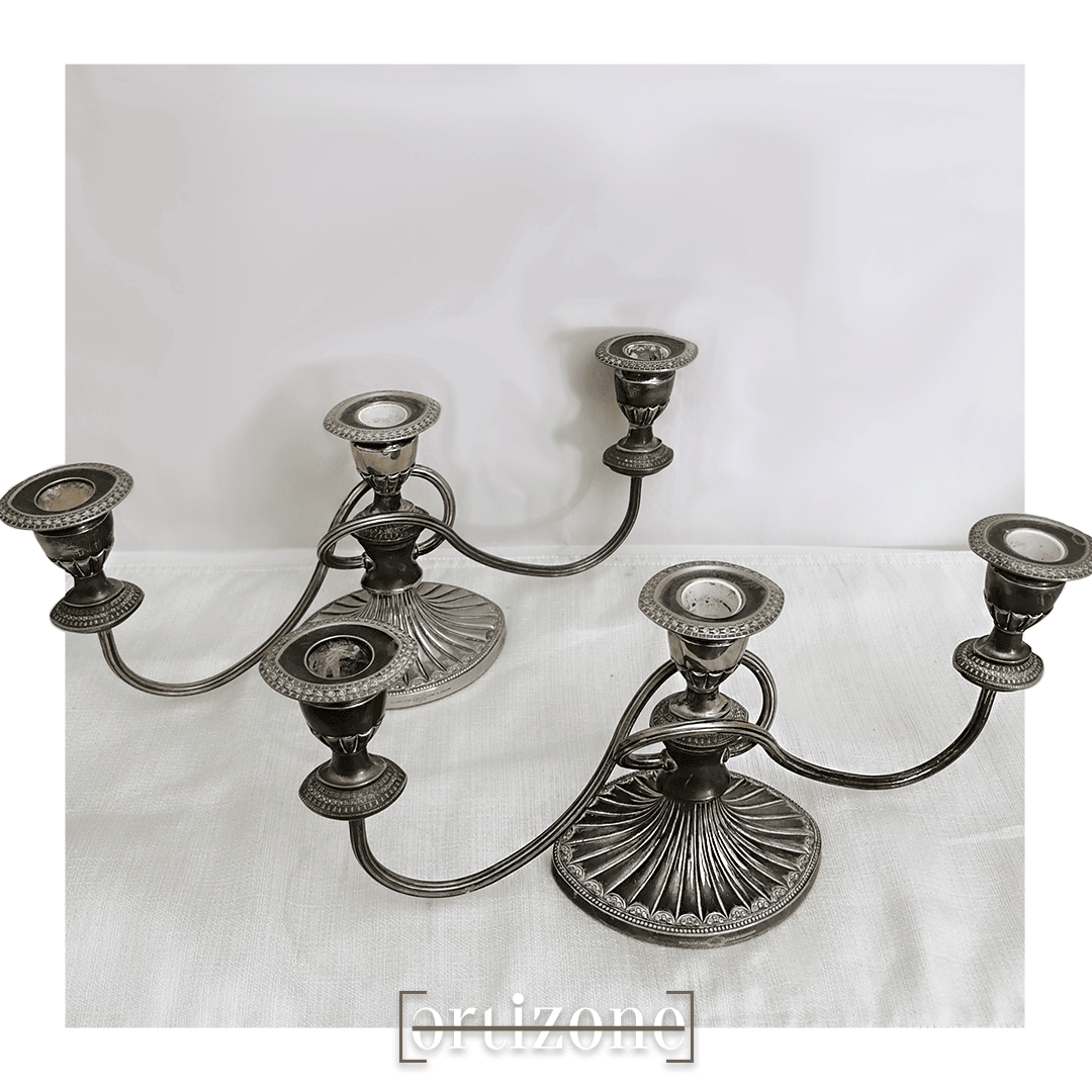 Falstaff Vintage Silver Candelabra Set of 2