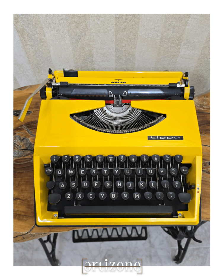 Vintage Adler Tippa Yellow Typewriter