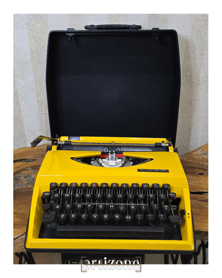 Vintage Adler Tippa Yellow Typewriter