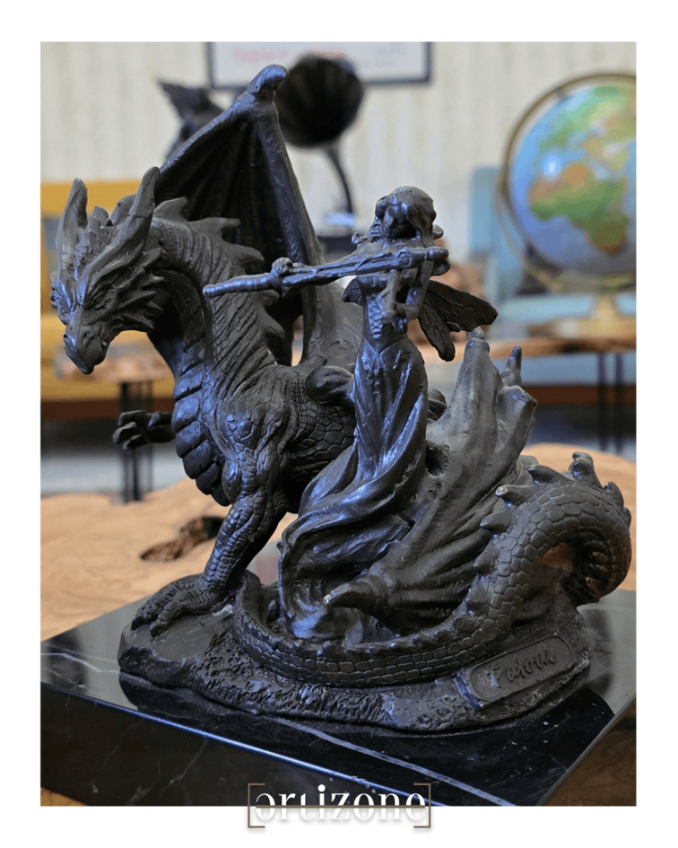 Bronze Dragon & Violinist Statue