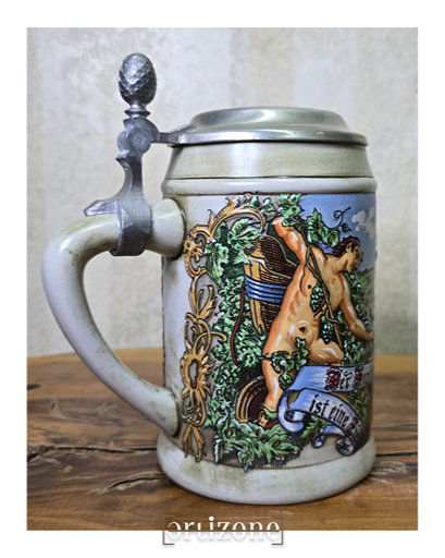 Vintage German Beer Stein / Mug  (Embossed art)