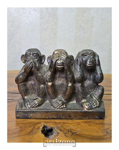 Three Wise Monkeys Brass Figurine