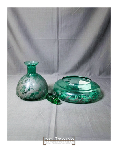 Vintage Green Glass Decanter