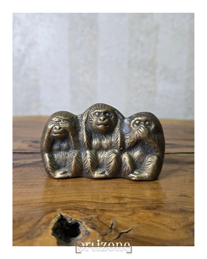 Three Wise Monkeys Brass Figurine
