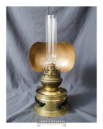 Antique Brass Oil Lamp with Stand 