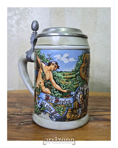 Vintage German Beer Stein / Mug  (Embossed art)