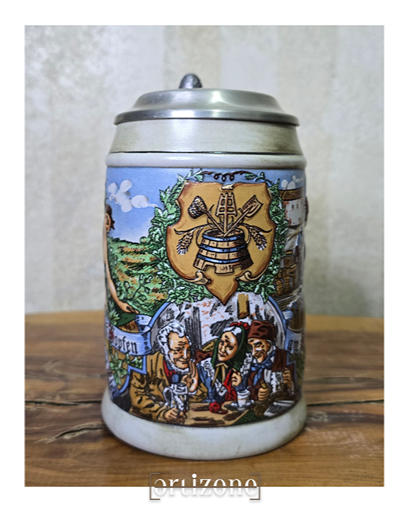 Vintage German Beer Stein / Mug  (Embossed art)