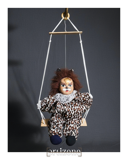 vintage porcelain swinging doll - S