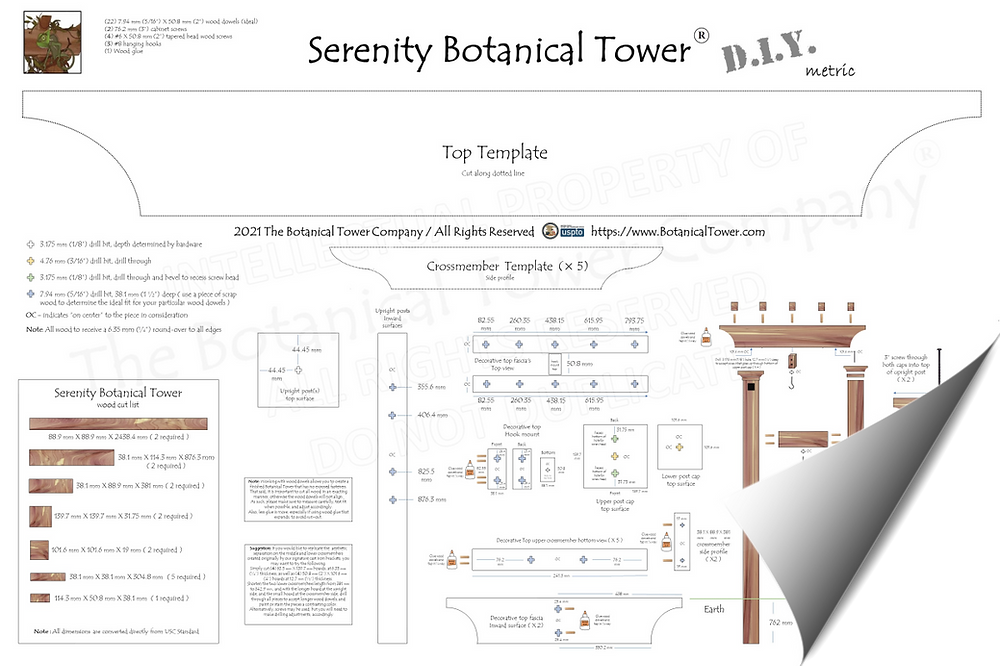 Serenity Botanical Tower DIY Blueprint - English Metric