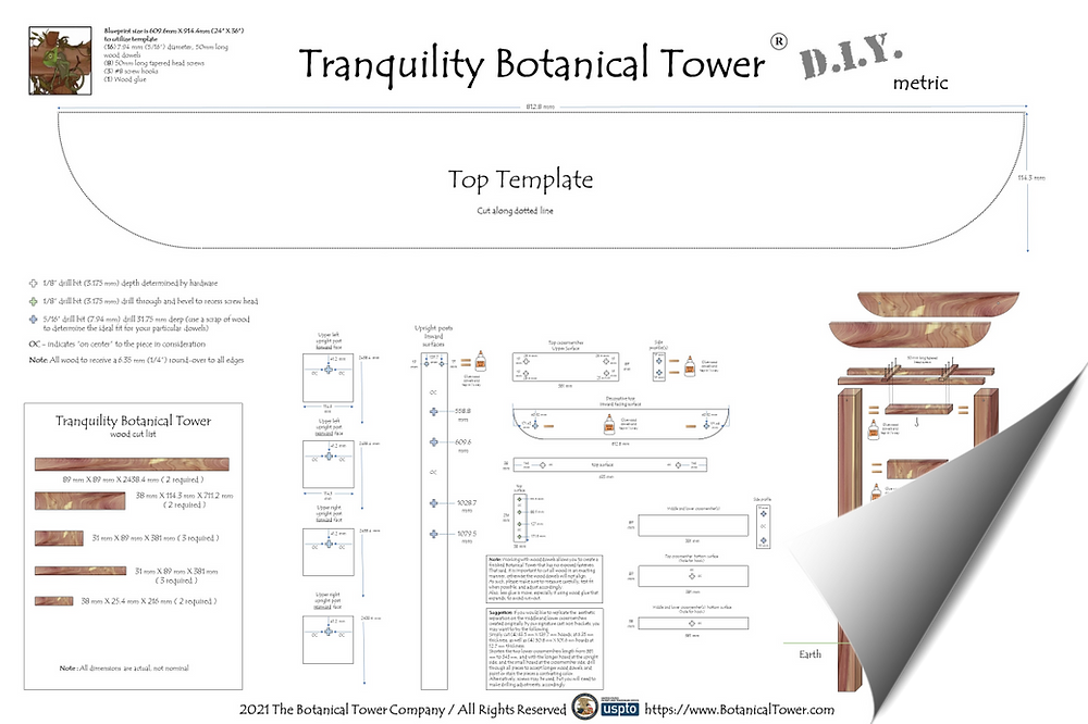 Tranquility Botanical Towe DIY Blueprint - Metric