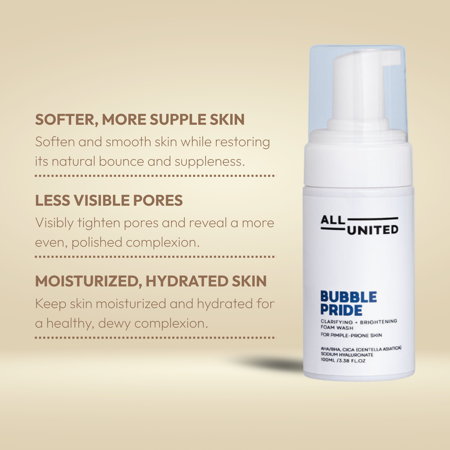 All United Bubble Pride Clarifying Facial Wash for Deep Cleansing and Brightening Effect – 100ml