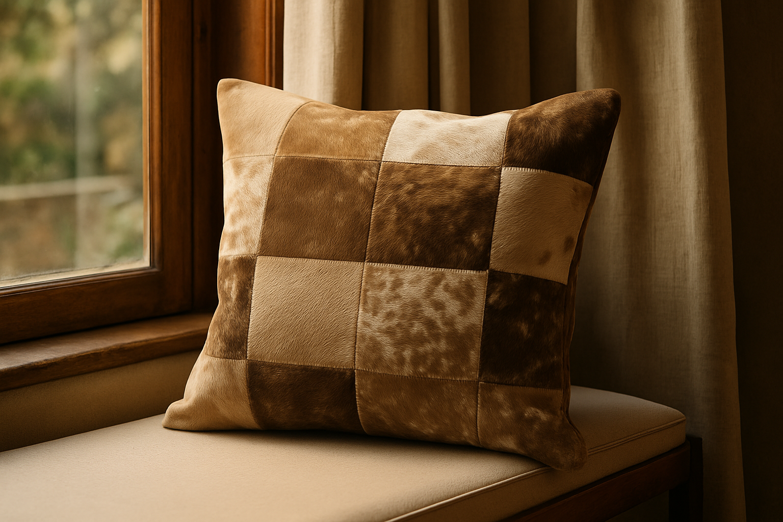 Cowhide Patch Cushion