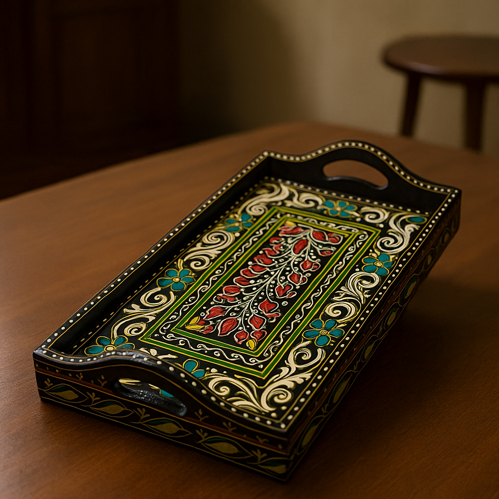 Hand-Painted Floral Tray