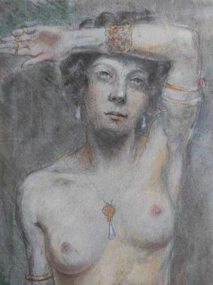 ECOLE ORIENTALISTE DU XIXe -Nue académie de femme Odalisque