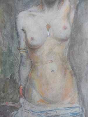ECOLE ORIENTALISTE DU XIXe -Nue académie de femme Odalisque