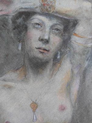 ECOLE ORIENTALISTE DU XIXe -Nue académie de femme Odalisque