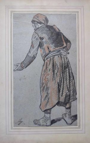 LOUIS GUY 1824-1888 Portrait d'un Zouave