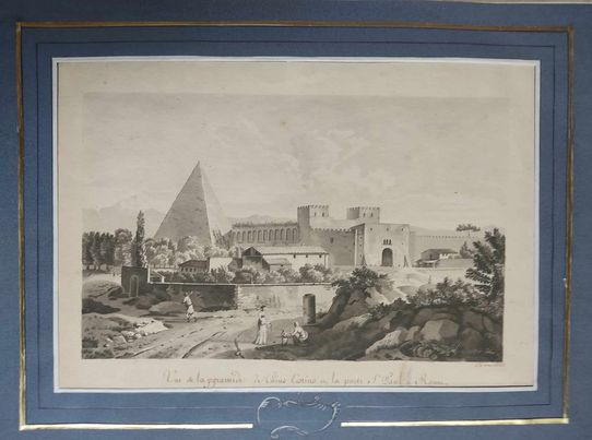VUE DE LA PYRAMIDE CAIUS CESTIUS A ROME- CONSTANT BOURGEOIS 1767-1841