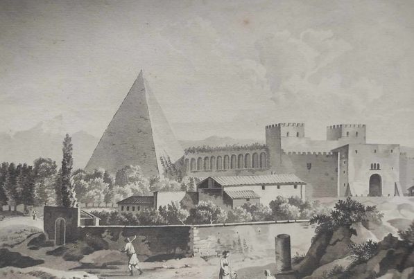 VUE DE LA PYRAMIDE CAIUS CESTIUS A ROME- CONSTANT BOURGEOIS 1767-1841