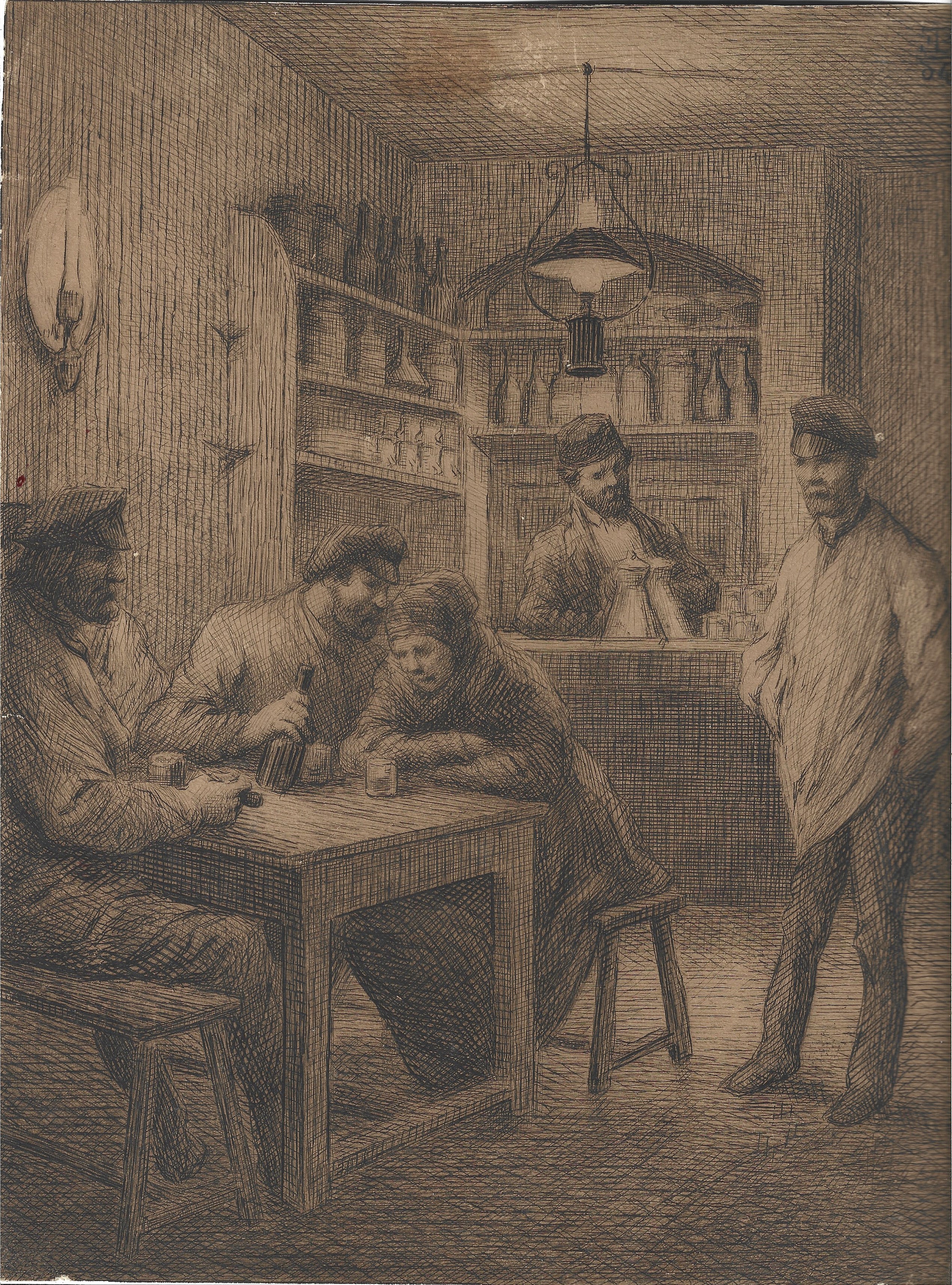 Eugène LePoittevin scène de marins a la taverne