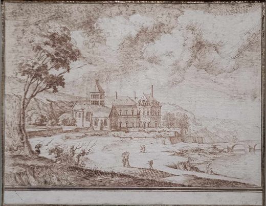 ISRAEL SILVESTRE 1621-1691 vue de l'église des Minimes de Tonnerre